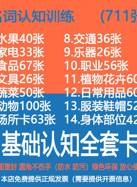宝宝名词认知卡片全套自闭症儿童语言发育迟缓康复训练教材教具