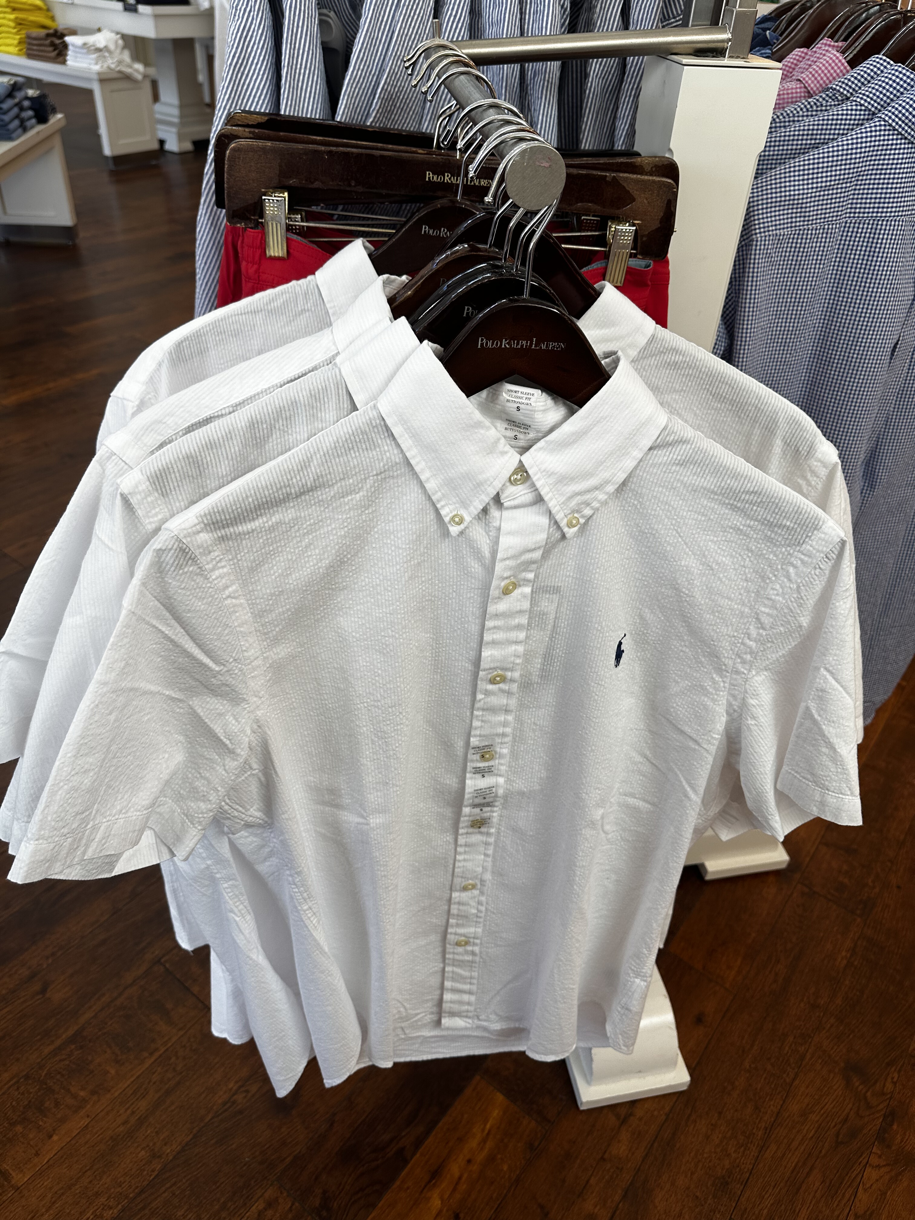 直邮Polo Ralph Lauren拉夫劳伦男款短袖衬衫纯棉竖纹衬衣现货图片