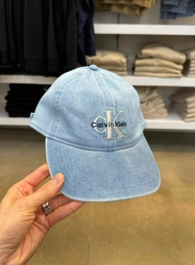 CK帽子Jeans25春夏男女同款刺绣徽标纯棉运动鸭舌棒球帽 美国直邮
