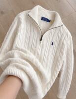 RALPH LAUREN men's semi-zipper sweater, wool and cashmere, the same style as Chen Weiteng, direct mail from the United States thumbnail 8