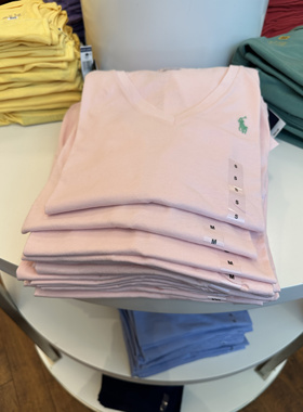 美国直邮Ralph Lauren拉夫劳伦女士V领圆领小马标纯棉短袖薄T恤衫