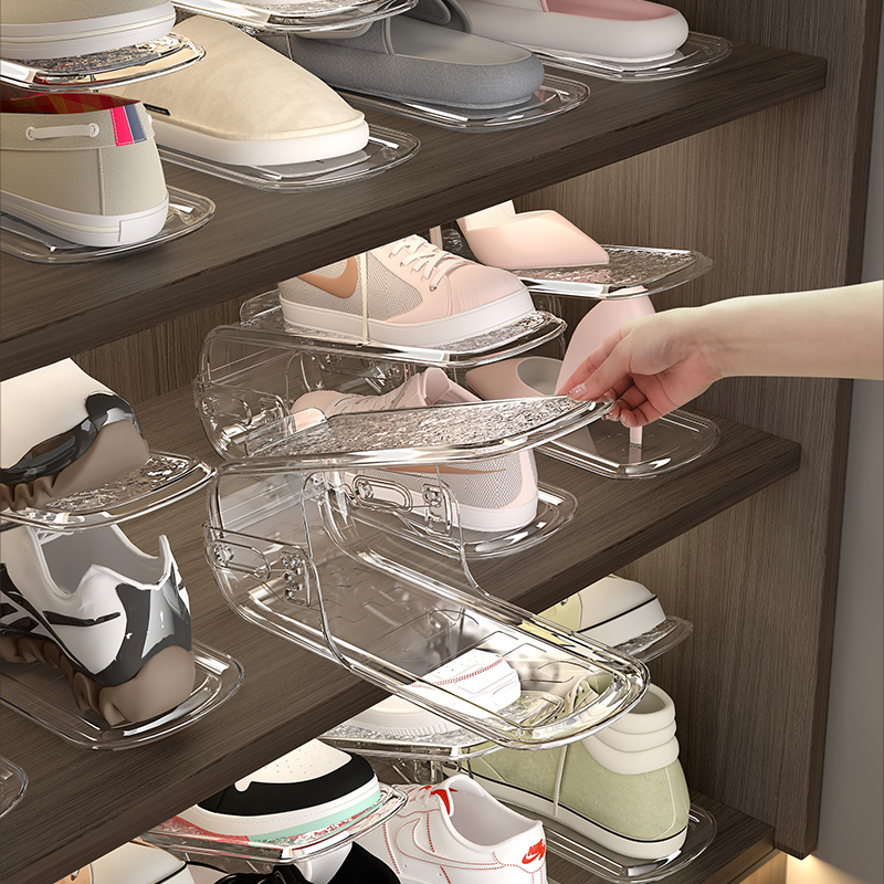 鞋子收纳神器可调节双层鞋托分层鞋柜家用折叠省空间塑料鞋托支架