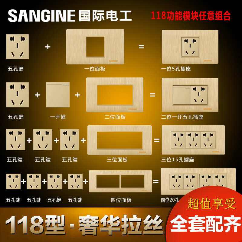 国际电工118型组合开关插座面板