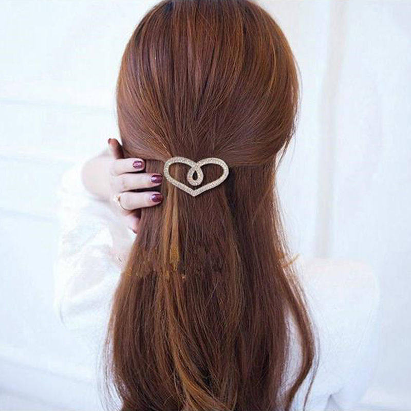 后脑勺爱心发夹高级感水钻发卡小夹子头饰发饰网红可爱女士精致夹