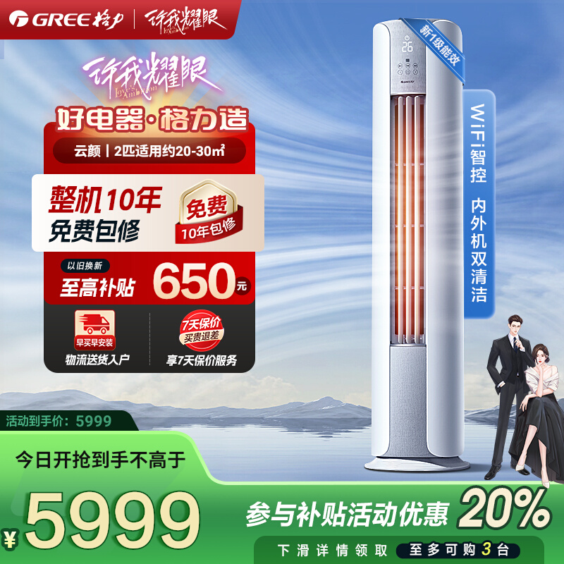 格力2匹新节能变频一级柜式空调