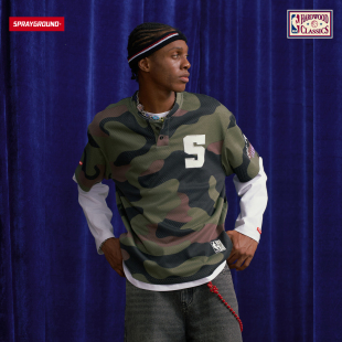 SprayGround丨NBA HWC联名系列勇士球队迷彩网眼透气短袖T恤男夏