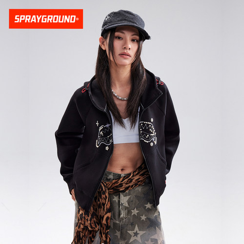SprayGround鲨鱼嘴钉珠开衫卫衣