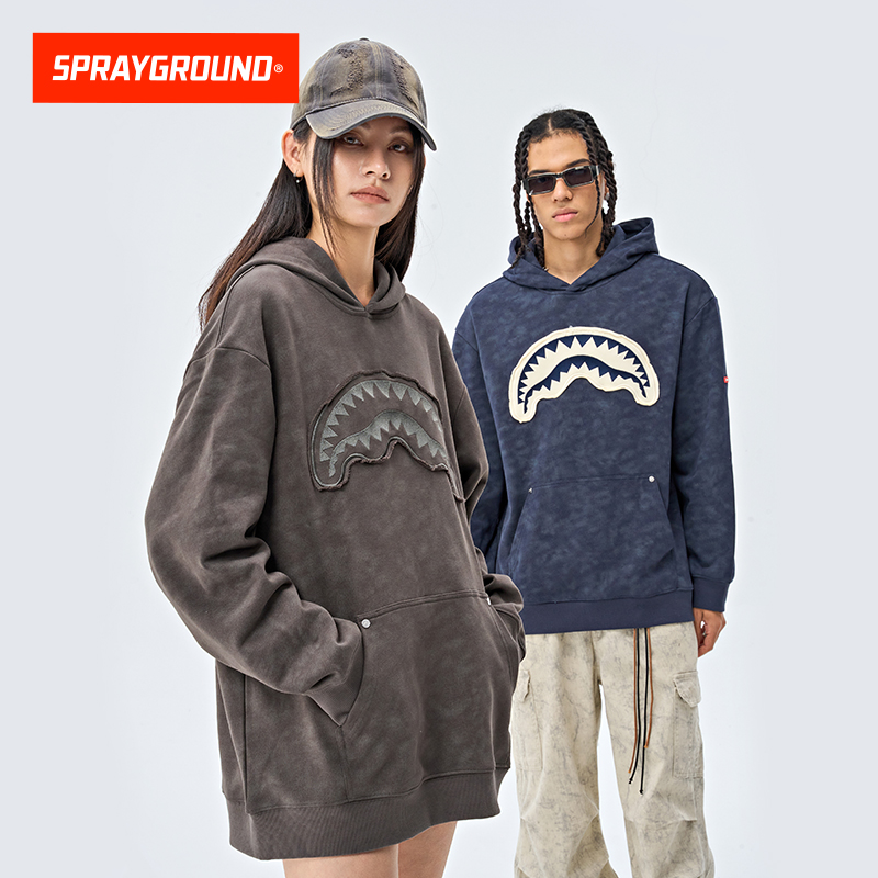 SprayGround鲨鱼嘴连帽贴布卫衣