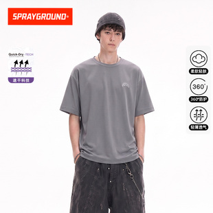 SprayGround鲨鱼嘴美式速干短袖T恤男2026夏季新款宽松运动体恤潮