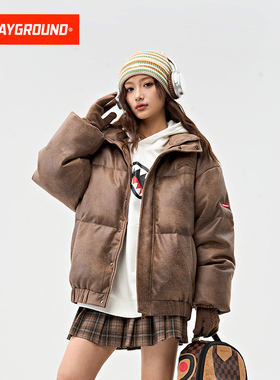 SprayGround鲨鱼嘴麂皮羽绒服男冬季白鸭绒加厚美式立领潮流外套