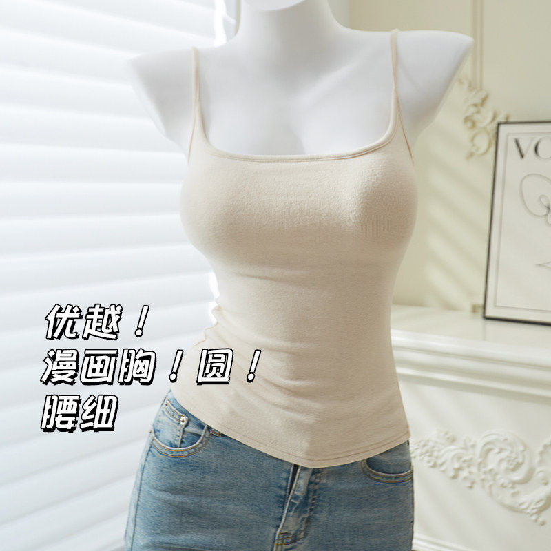 漫画胸吊带带胸垫背心女2026夏薄款小胸外扩显大打底上衣内搭外穿