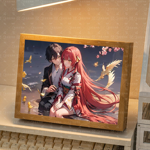 龙族周边灯光画路明非上杉绘梨衣手办礼物相框摆件吧唧立牌小夜灯