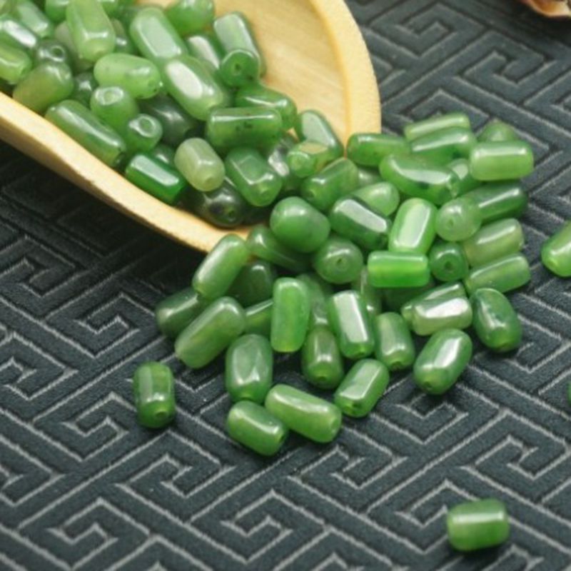 和田碧玉菠菜绿diy散珠配