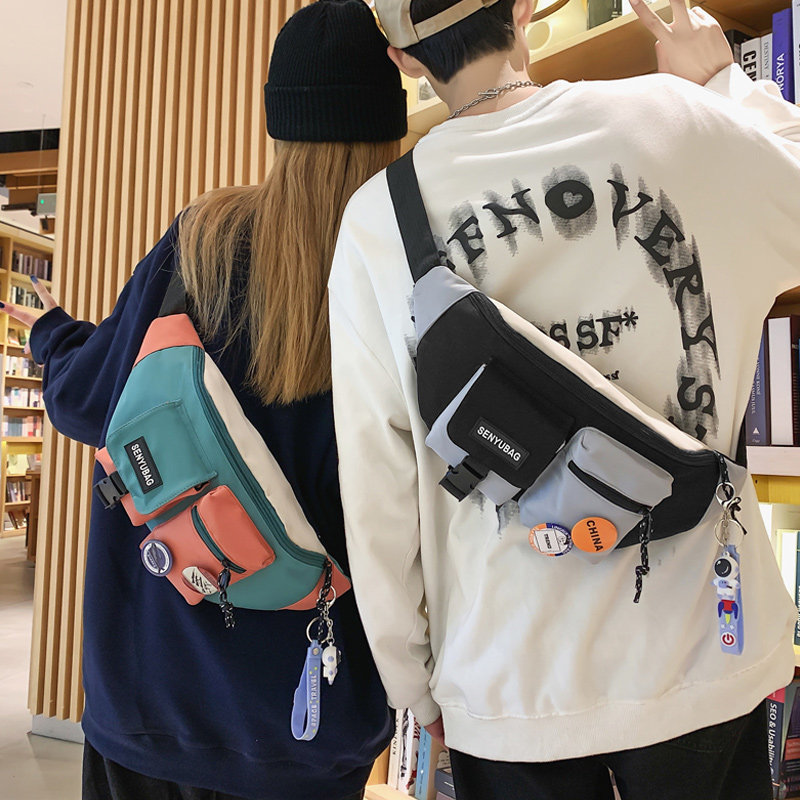 斜挎包男日系潮牌胸包女设计感小众学生单肩斜跨背包2022新款腰包