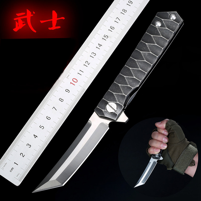 D2钢高硬度锋利户外野营求生防身小刀滚珠轴承便携实用刀具折叠刀