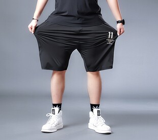 弹力冰丝短裤 潮牌宽松胖子运动篮球五分裤 男夏季 速干中裤 薄款 大码