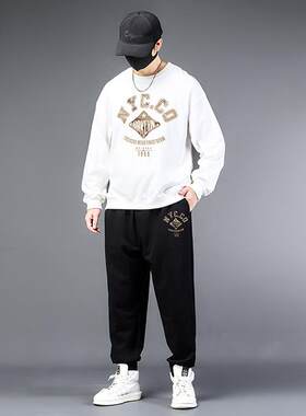 大码运动套装男士秋季2024新款胖子卫衣加肥加大男款运动服男装潮
