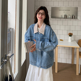 港风复古翻领牛仔外套女2025春季新款超火流行高级感宽松休闲夹克，女装短外套，浙宝152