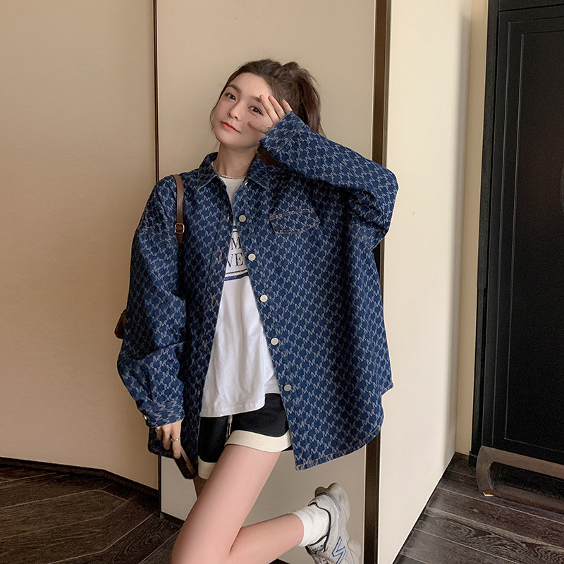 设计感印花牛仔外套女2025秋新款韩版宽松时尚小个子减龄休闲上衣图片