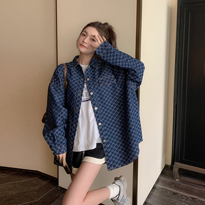 设计感印花牛仔外套女2025秋新款韩版宽松时尚小个子减龄休闲上衣图片