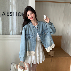 今年流行爆款蕾丝拼接牛仔外套女2025春季新款独特漂亮小个子上衣图片