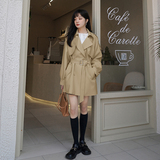 卡其色中长款风衣外套女2025新款秋季流行高级感百搭韩版休闲上衣，女装风衣，浙宝152
