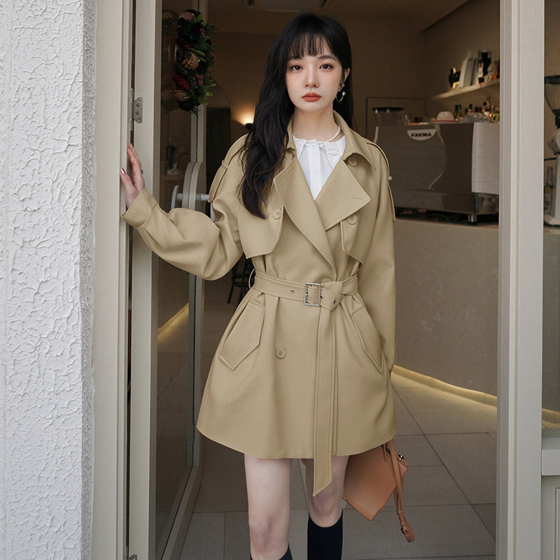 卡其色中长款风衣外套女2025新款秋季流行高级感百搭韩版休闲上衣图片