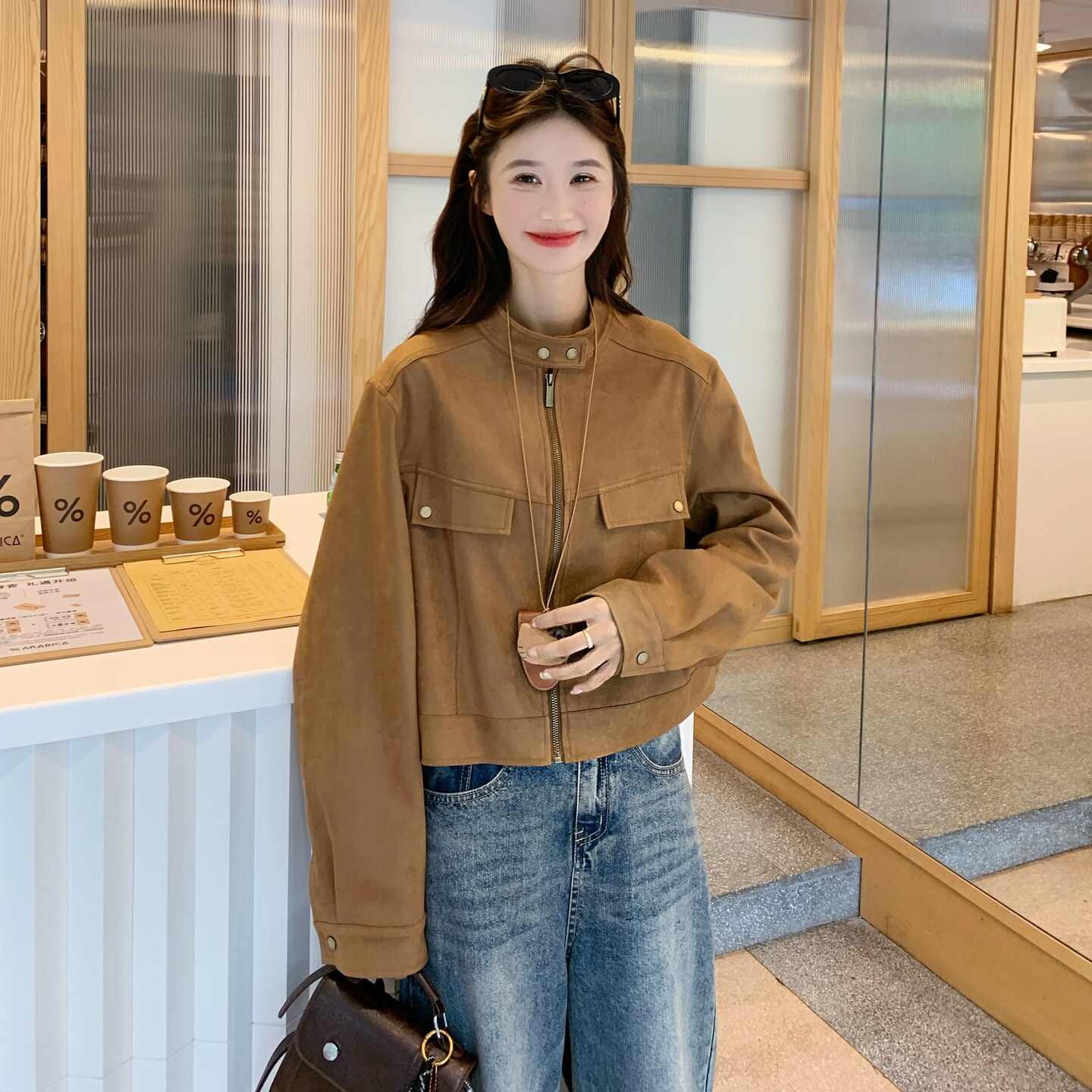 大货【新品】牛皮绒152-7169-P150-238,女装短外套,浙宝152