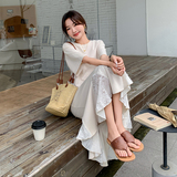 法式气质拼接鱼尾连衣裙女2025夏季新款韩版宽松显瘦减龄T恤长裙，女装连衣裙，浙宝152