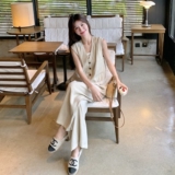 小个子大方得体穿搭一整套女夏2025新款无袖上衣阔腿裤休闲两件套，女装套装/套裙，浙宝152