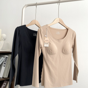 5618圆领皮肤衣奶皮粉底液肤打底衫 圆领无痕隐形秋衣 女保暖长袖