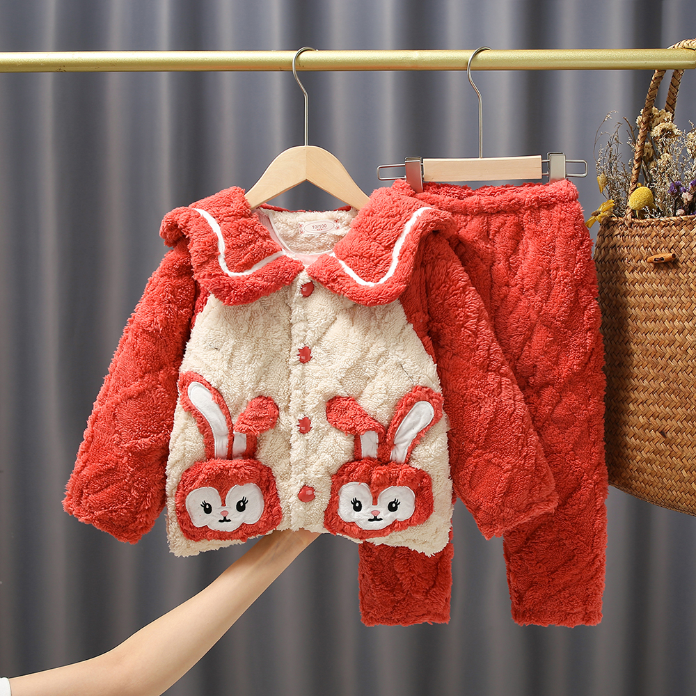 珊瑚绒夹棉家居服加厚韩版冬季