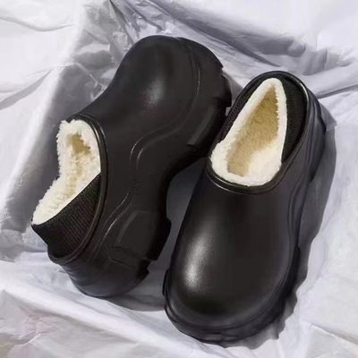 超棉厚底拖女士秋QVO冬季可外穿鞋2023新款增高跟防水防棉滑包跟