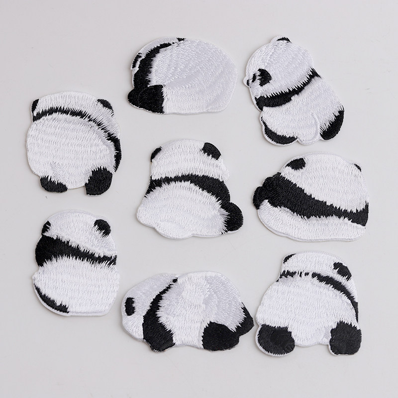 超萌萌熊猫布贴可爱补丁贴裤子衣服装饰修补破洞刺绣烫熨贴百搭