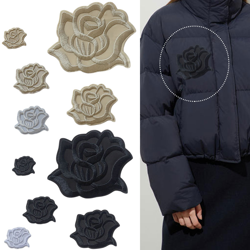 卡其浅灰自粘羽绒服衣服的补丁贴刺绣贴装饰diy无痕修复破口贴花