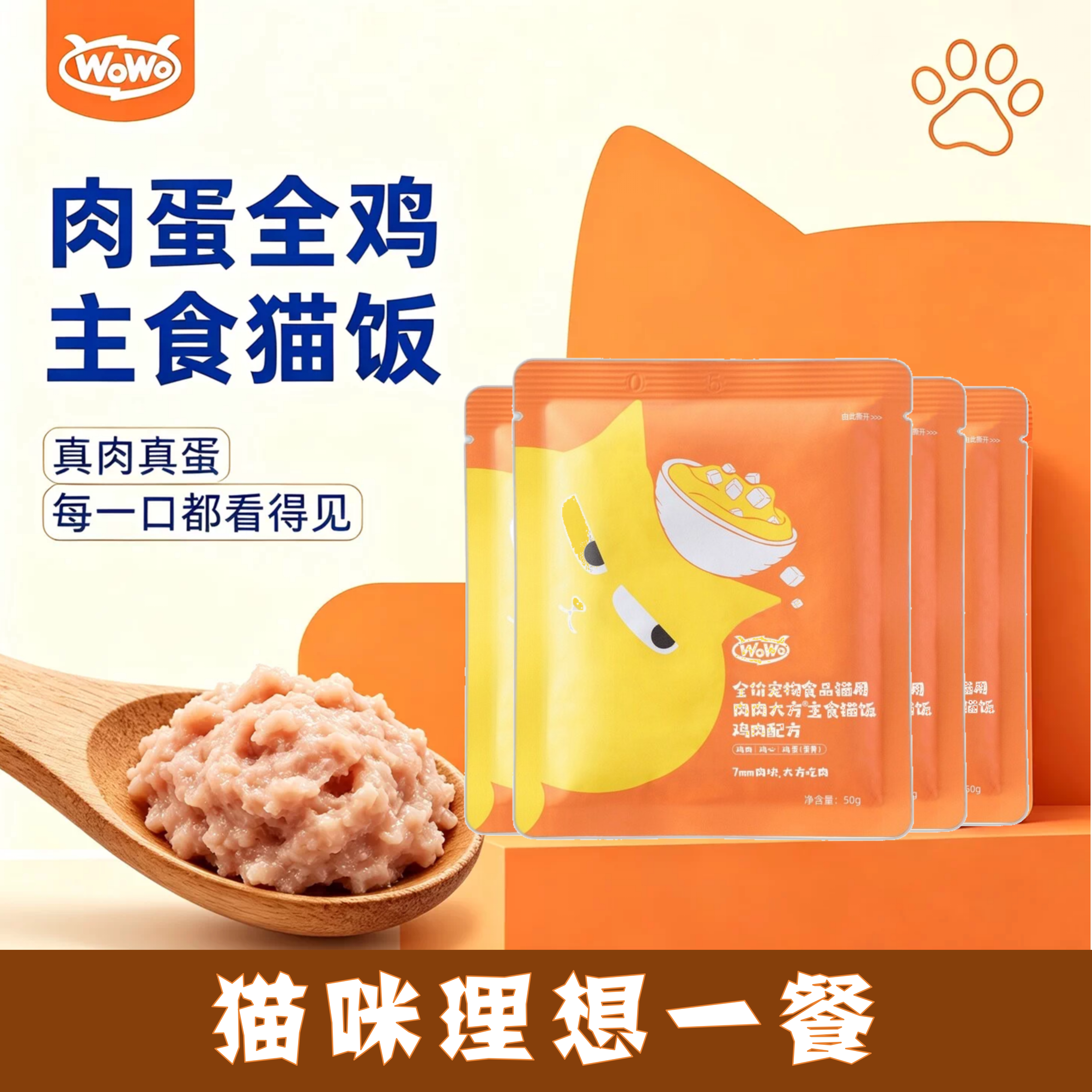 喔喔主食猫饭生骨肉鸡肉餐包图片