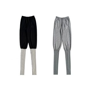 羊腿卫裤 韩国小众26新款 OPEN百搭个性 撞色拼接过膝脚踩袜裤 休闲裤