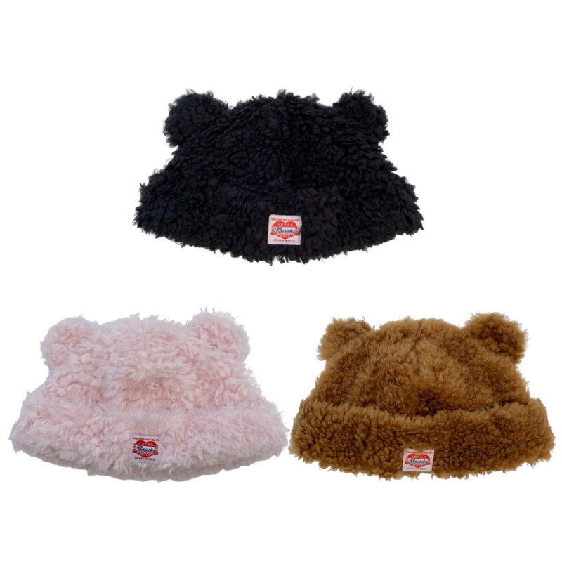 韩国小众名井南同款羊羔毛小熊耳朵软糯可爱帽子冬季保暖帽护耳帽