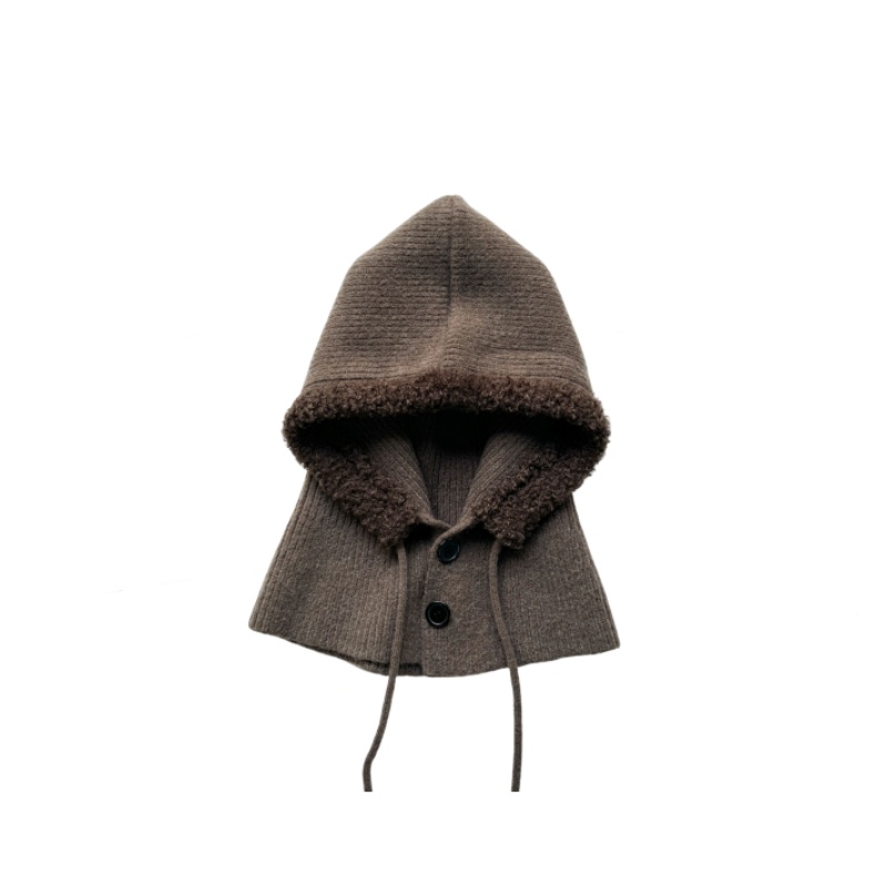 林娜琏同款针织连脖包头保暖帽女