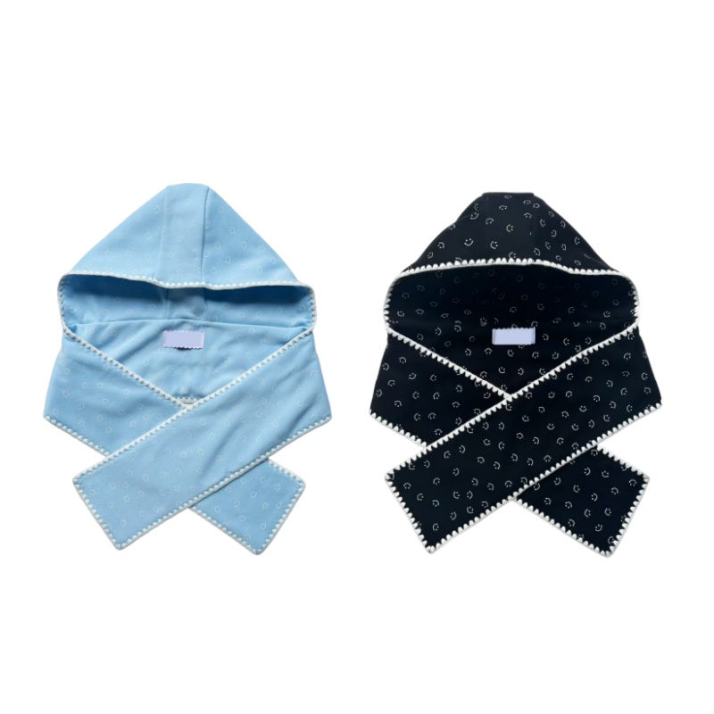 林娜琏同款笑脸连帽保暖围巾帽女