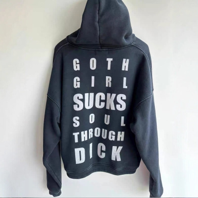 现货少量erd忧郁富二代gothgirl做旧洗水帽衫男女卫衣印花潮流