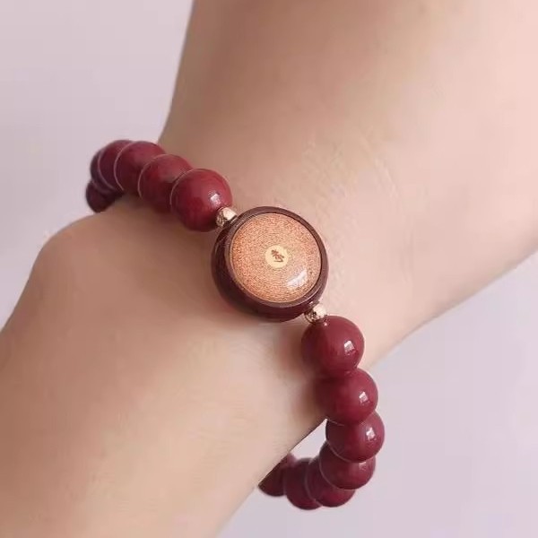 楞严咒双面唐卡朱砂手串高含量紫金砂手链结缘通用