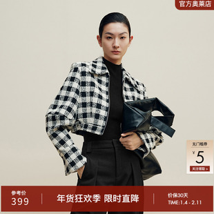 ARIOSE & YEARS15.6%绵羊毛短款小个子棋盘格外套女冬季30931037