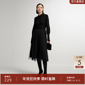 艾诺丝雅诗冬季 新品 中国风盘扣针织网纱拼接连衣裙21039899