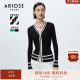 V领针织衫 ARIOSEYEARS春新款 毛衫 撞色条纹修身 女20218118 时尚