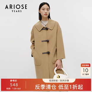小燈塔艾諾絲雅詩冬新100純羊毛雙面呢大衣外套中長款 女11022329