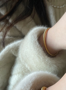 英国设计师仿真金厚重感有份量显贵气质高级感圆珠手镯新款手环