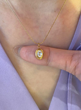 心尖上的闪钻!椭圆形精致迷你小鸽子蛋钛精不掉色项链锁骨链夏季
