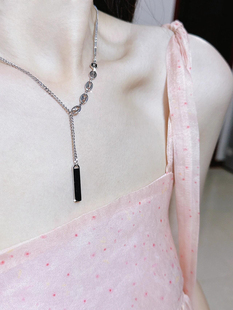 潮酷风复古高街流苏项链潮嘻哈钛钢吊坠简约小众设计个性毛衣链女