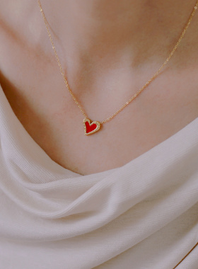 浓浓奶油风~红色小桃心可爱少女感减龄不掉色项链锁骨链精致大方